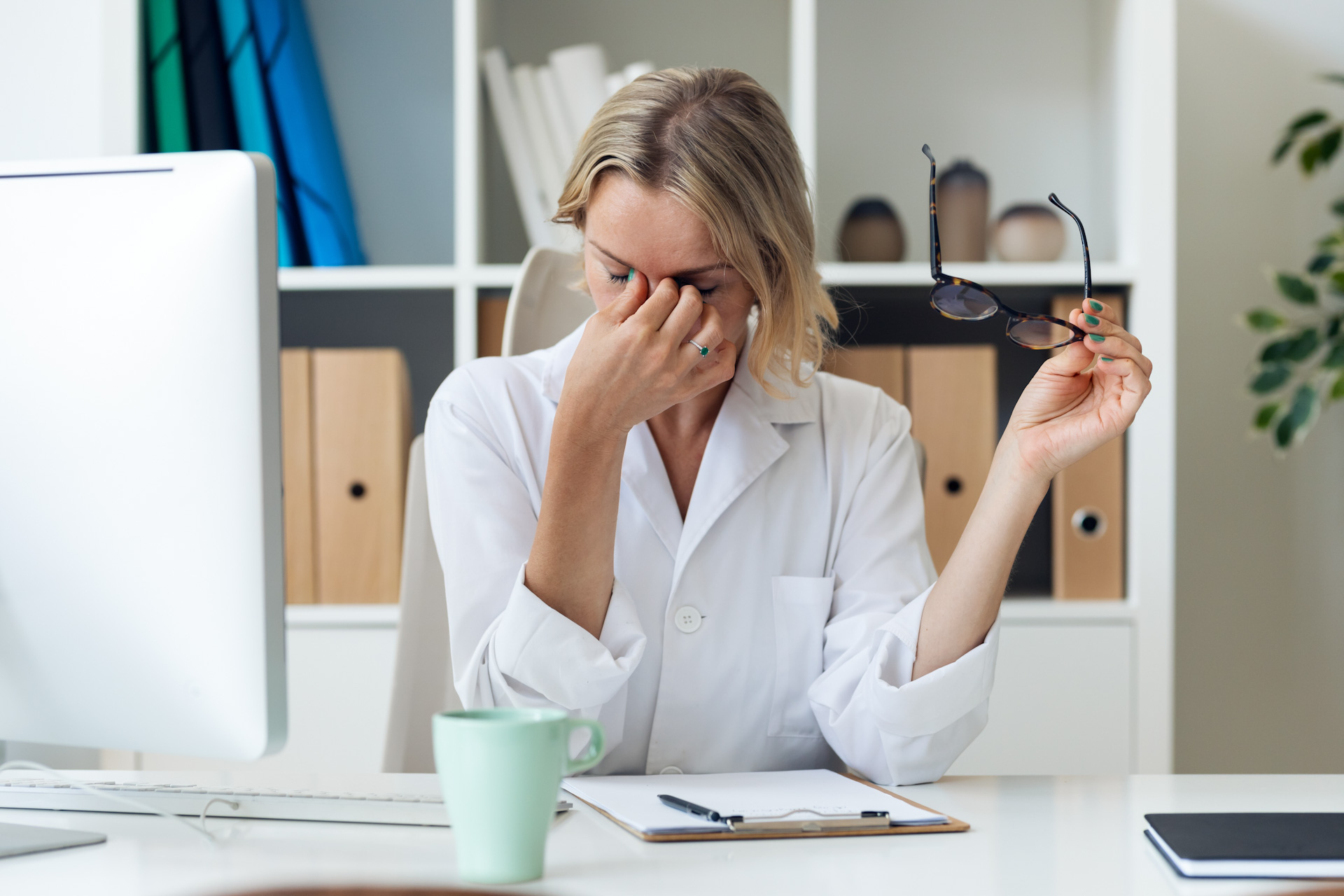 Functional medicine provider reviewing patient records