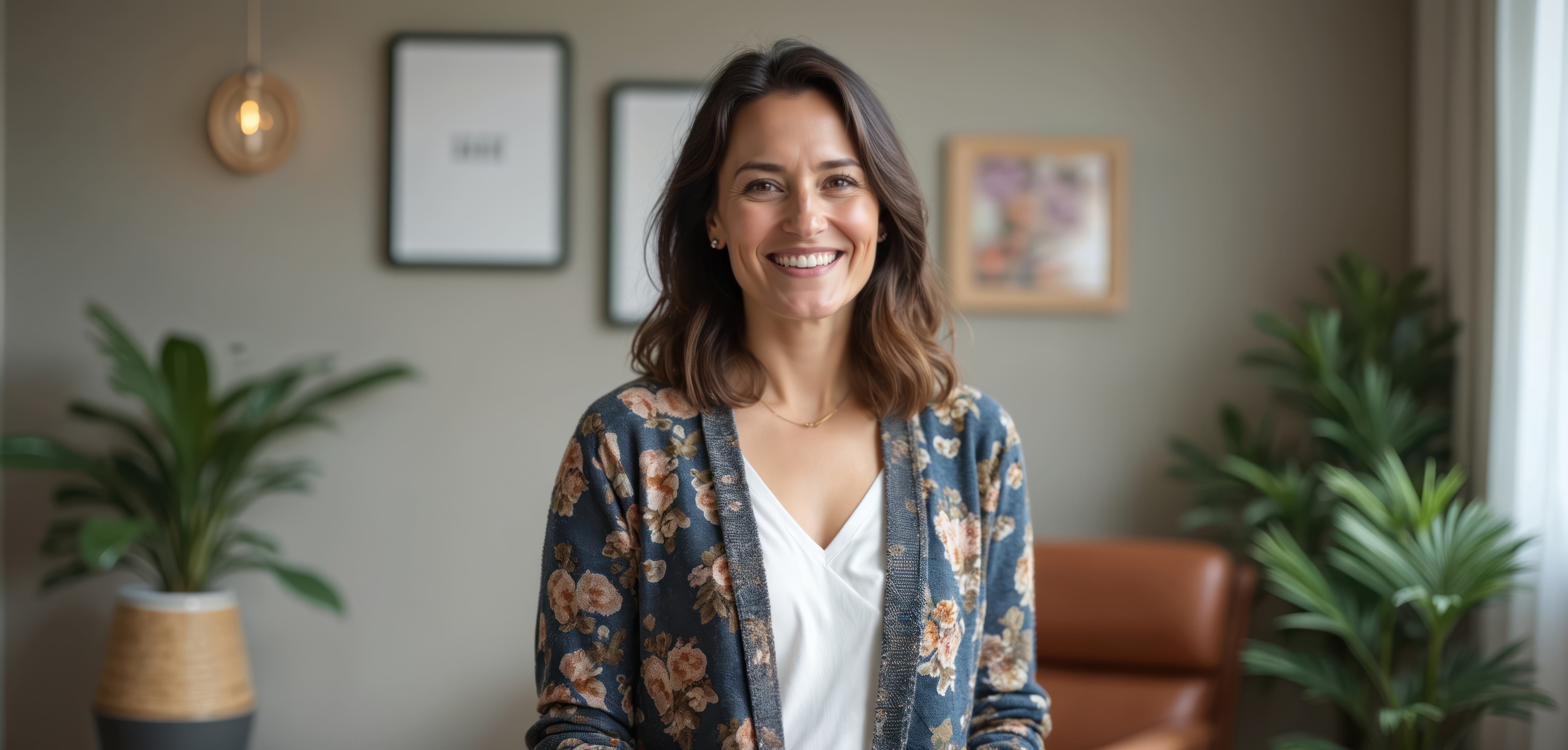 A practitioner in a warm, welcoming integrative wellness office